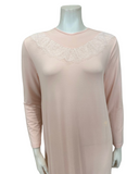 Iora Lingerie 24116C Rose Peach Lace Collar Pull On Modal Nightgown myselflingerie.com