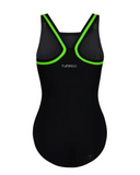 Flamingo 22FL040 Black/Neon Green Trim Black Teen Bathing Suit Removable Cups myselflingerie.com