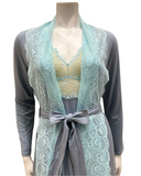 Samantha Chang 2216-8016-IS Iceberg/Sea Glass Lace Modal Chemise & Robe Set myselflingerie.com