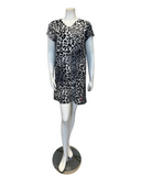 Jackie O'Loungewear NTSHRT-LPD-GRY Grey Leopard V Neck Short Sleeves Modal Nightshirt myselflingerie.com