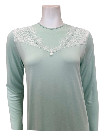 Iora Lingerie 24122C Mint Green Lace Detail Modal Nightgown myselflingerie.com