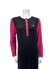 UmiUmi F5081 Black/Pink Colorblock Modal Button Down Teen Nightgown myselflingerie.com