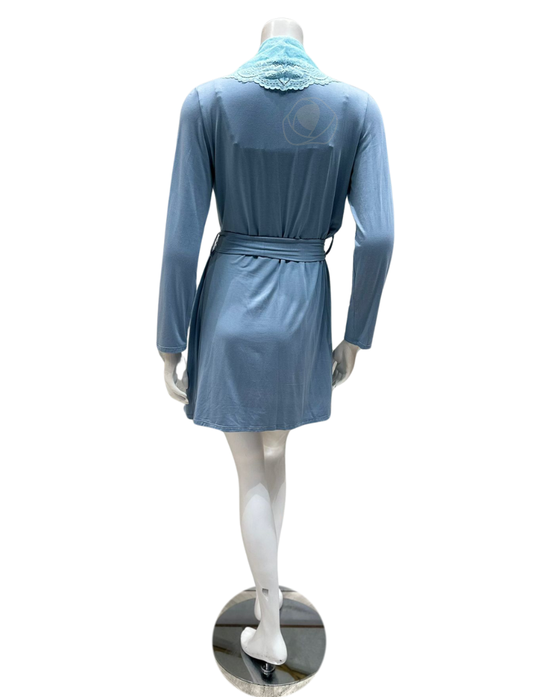 Samantha Chang 2216-8016-IS Iceberg/Sea Glass Lace Modal Chemise & Robe Set myselflingerie.com