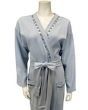 Iora Lingerie 24303C Sky Blue Threaded Stitches Cotton Blend Textured Wrap Robe myselflingerie.com