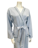 Iora Lingerie 24303C Sky Blue Threaded Stitches Cotton Blend Textured Wrap Robe myselflingerie.com