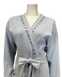 Iora Lingerie 24303C Sky Blue Threaded Stitches Cotton Blend Textured Wrap Robe myselflingerie.com