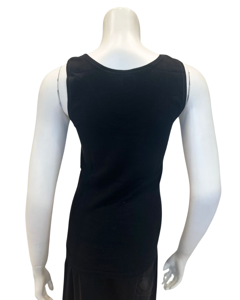 Cotton Touch 500 Black Cotton Sleeveless Wide Straps Undershirt myselflingerie.com