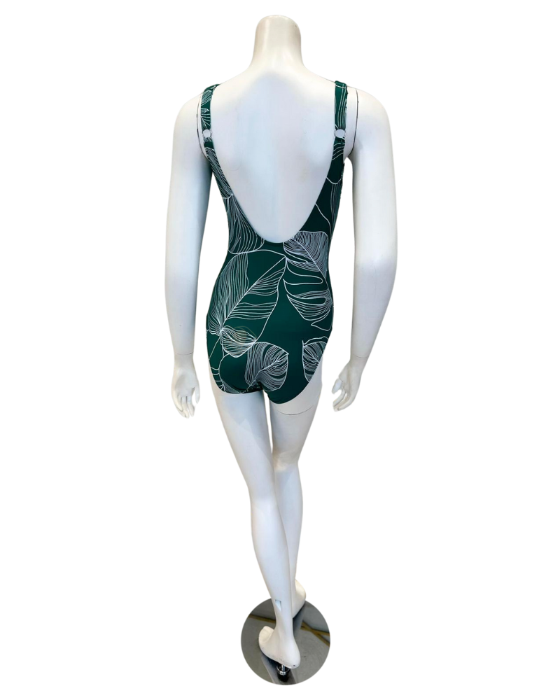 Gottex 24NE180 Green/White Natural Essence High Neck Swimsuit myselflingerie.com