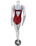 Montelle 9307 Sweet Red Lacy Bodysuit myselflingerie.com