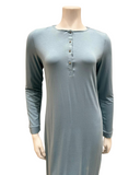 Oh! Zuza 3351-N Aqua Long Sleeve Modal Button Down Nightshirt myselflingerie.com