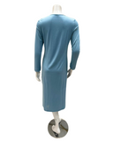 Oh! Zuza 3351-N Aqua Long Sleeve Modal Button Down Nightshirt myselflingerie.com