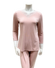 Oh! Zuza M4141 Dusty Pink Swirl Design Lace V Neck Modal Pajamas Set myselflingerie.com