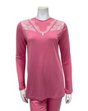 Iora Lingerie 24222C Hot Pink Lace Detail Modal Pajamas Set myselflingerie.com