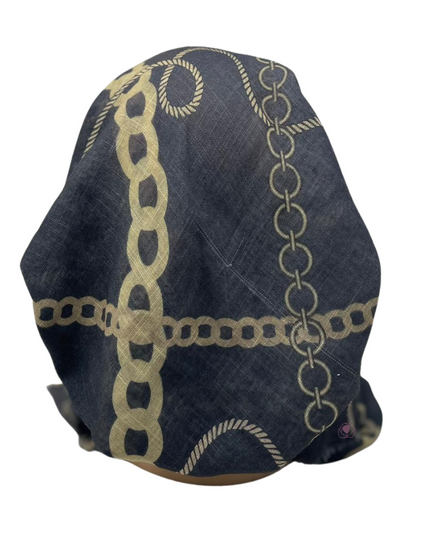 Revaz HS522A/E Black & Grey Chain Loops Adjustable Pre-Tied Bandanna with Velvet Grip myselflingerie.com