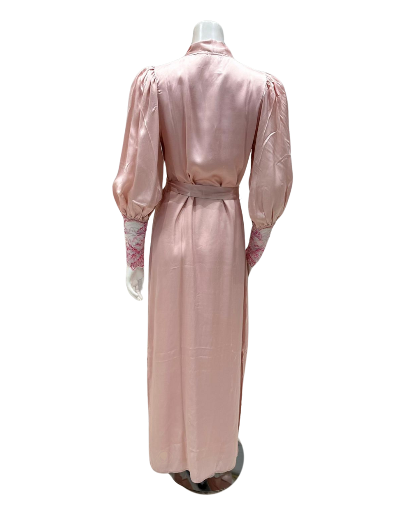 Oh! Zuza M8945 + M8943 Dusty Pink Lace Gown & Robe Set myselflingerie.com