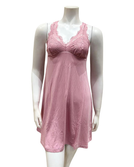 Fleur't 630 Pink Nectar Lace T-Back Short Modal Chemise myselflingerie.com