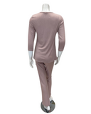 Oh! Zuza V3 Powder Rose Ribbed Lace V Modal Pajamas Set myselflingerie.com