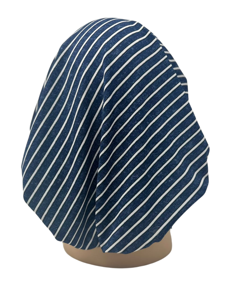 Triple Up BUL819 Blue Denim Stripe Unlined Pre-Tied Bandanna myselflingerie.com