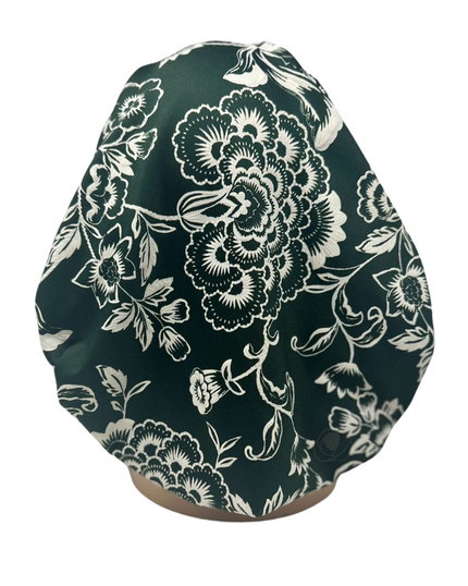 Triple Up BUL837 Olive/White Puff Flowers Unlined Pre-Tied Bandanna myselflingerie.com