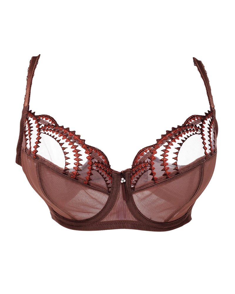 Wacoal 855304 Evocative Edge Lace Marron Demi Underwire Bra myselflingerie.com