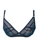 Marc and Andre Paris Navy and Teal Lace Wire Free Bralette