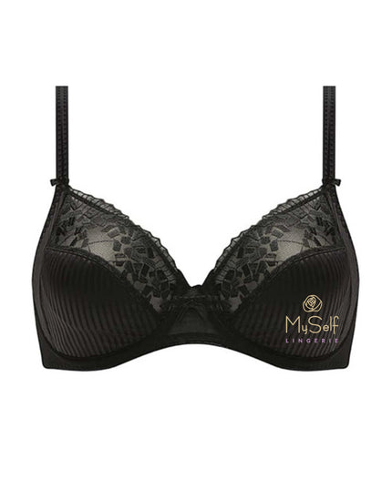 1381 Black Pont Neuf Underwire 3 Part Cup Unlined Bra