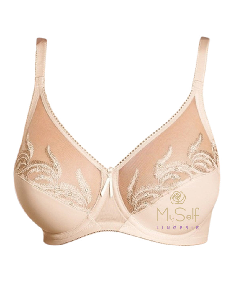 Wacoal '85121' Feather Embroidery Underwire Bra in Natural