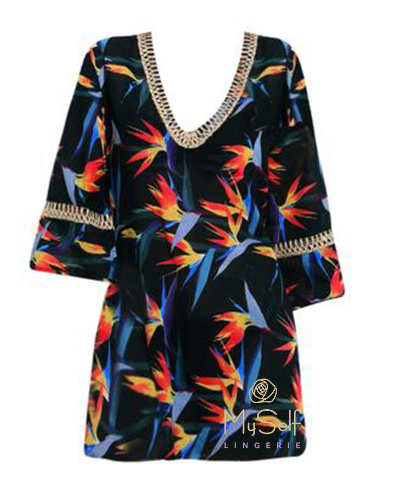nbb 50991 Leaf Print Swim Cover Up myselflingerie.com