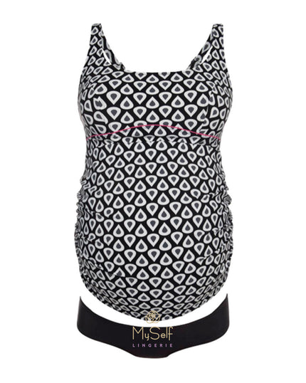 anita 9630 Hatutu Black and White Print Maternity Tankini myselflingerie.com