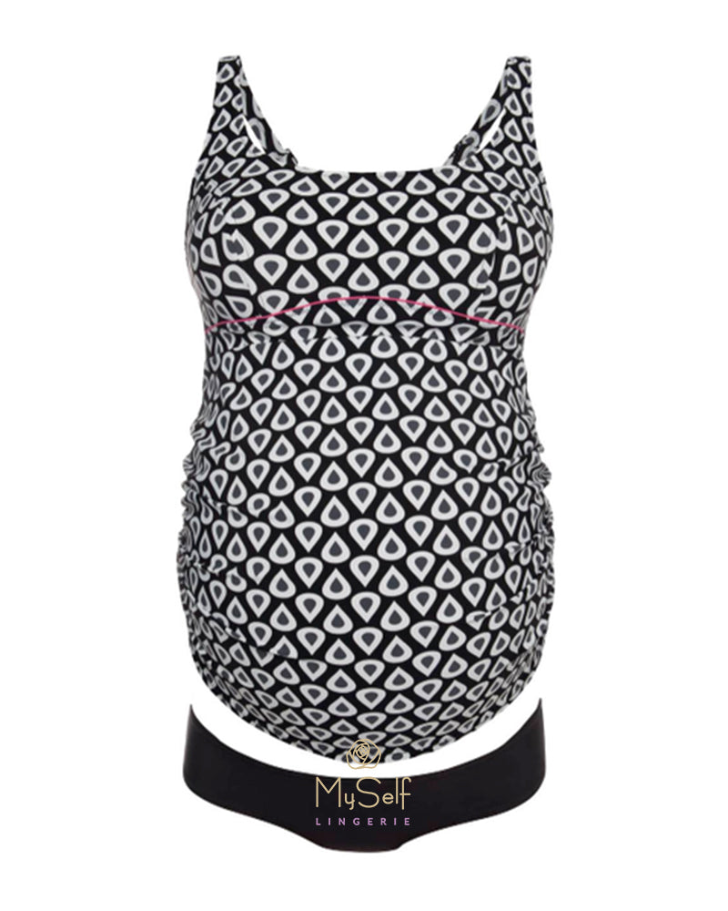 anita 9630 Hatutu Black and White Print Maternity Tankini myselflingerie.com