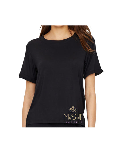 FLORA NIKROOZ Q80827 Chiffon Trimmed Modal Pajama Shirt MYSELFLINGERIE.COM