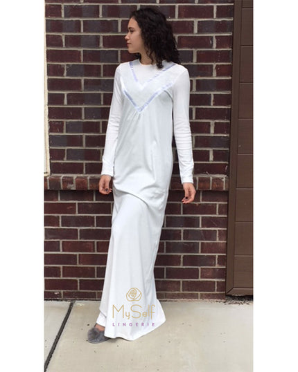 Pierre Balmingo Paris 05-4222 White Floral Lace Design Nightgown myselflingerie.com