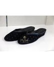 Jacques Levine 4640 stud Black Stud Suede Slipper MYSELFLINGERIE.COM