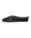 Jacques Levine 4640 stud Black Stud Suede Slipper MYSELFLINGERIE.COM