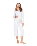 Vanilla Night and Day Lovely Embroidered Applique' Modal Pajamas Set