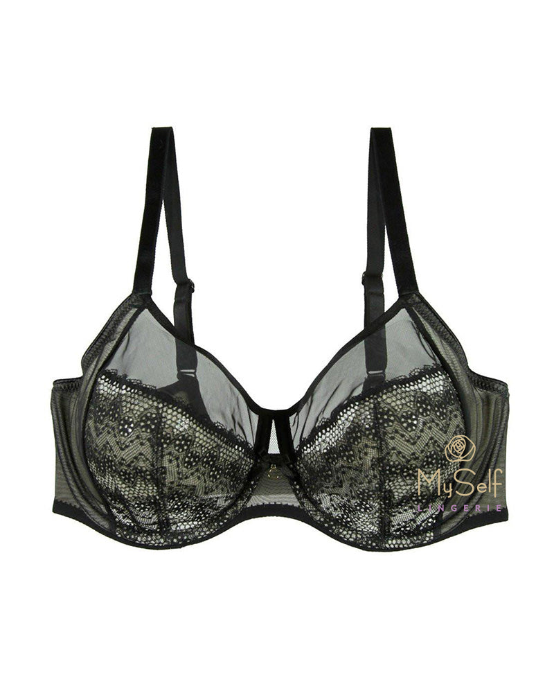 Chantelle 1571 3 Part Revele Moi Black Underwire Bra MYSELFLINGERIE.COM