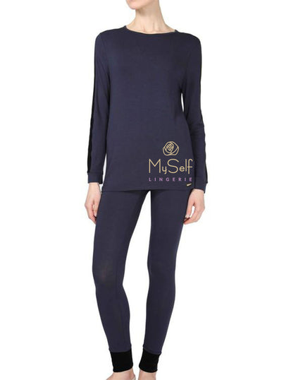 Me Moi CPJ00149 Velvet Trimmed Modal Pajamas myselflingerie.com