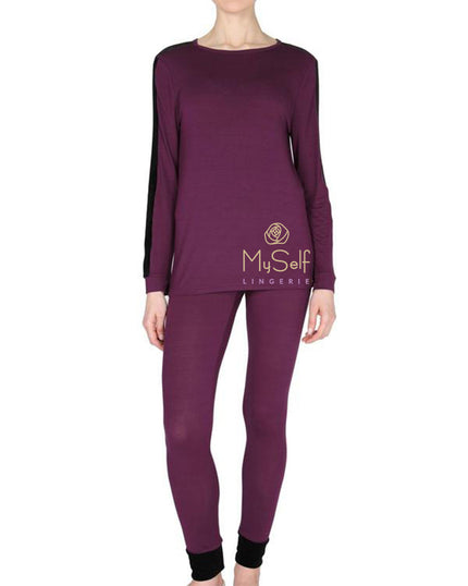 Me Moi CPJ00149 Velvet Trimmed Modal Pajamas myselflingerie.com