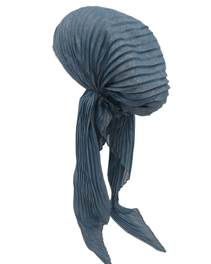 SG PR02-J Jeans Lurex Pleated Cotton Pre-Tied Tichel myselflingerie.com