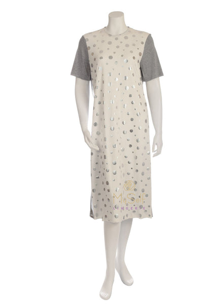 Pierre Balmingo Paris 05-4267S Heather Grey and White Short Sleeved Nightshirt myselflingerie.com