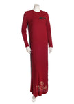 Pierre Balmingo Paris 05-4275B Burgundy Nightgown with Black and White Side Stripe myselflingerie.com