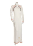 Pierre Balmingo Paris 05-4305AL White Nightgown with Lace and Rhinestone Stripes myselflingerie.com