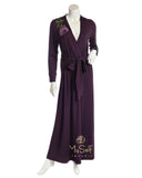 Pierre Balmingo Paris Aubergine Modal Wrap Robe with Embroidered Flower