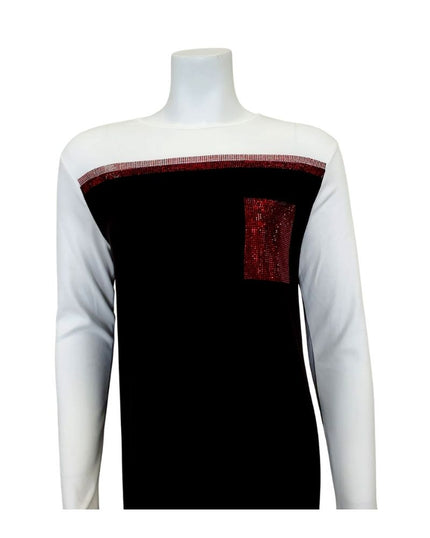 Pierre Balmingo Paris 05-4537A-LL Rhinestones Pull On Black Modal Nightgown myselflingerie.com