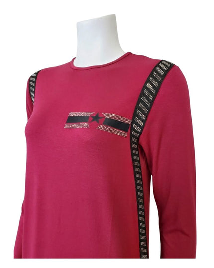 Pierre Balmingo Paris 05-4556A-SL Burgundy /Black Pull On Modal Nightshirt myselflingerie.com