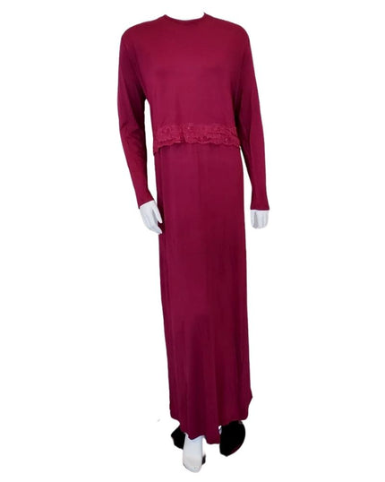 Citrus EL811 Lace Trimmed Wine Modal Nursing Nightgown myselflingerie.com