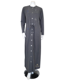 ADN910GRY Snap Front Studded Grey Cotton Morning Robe