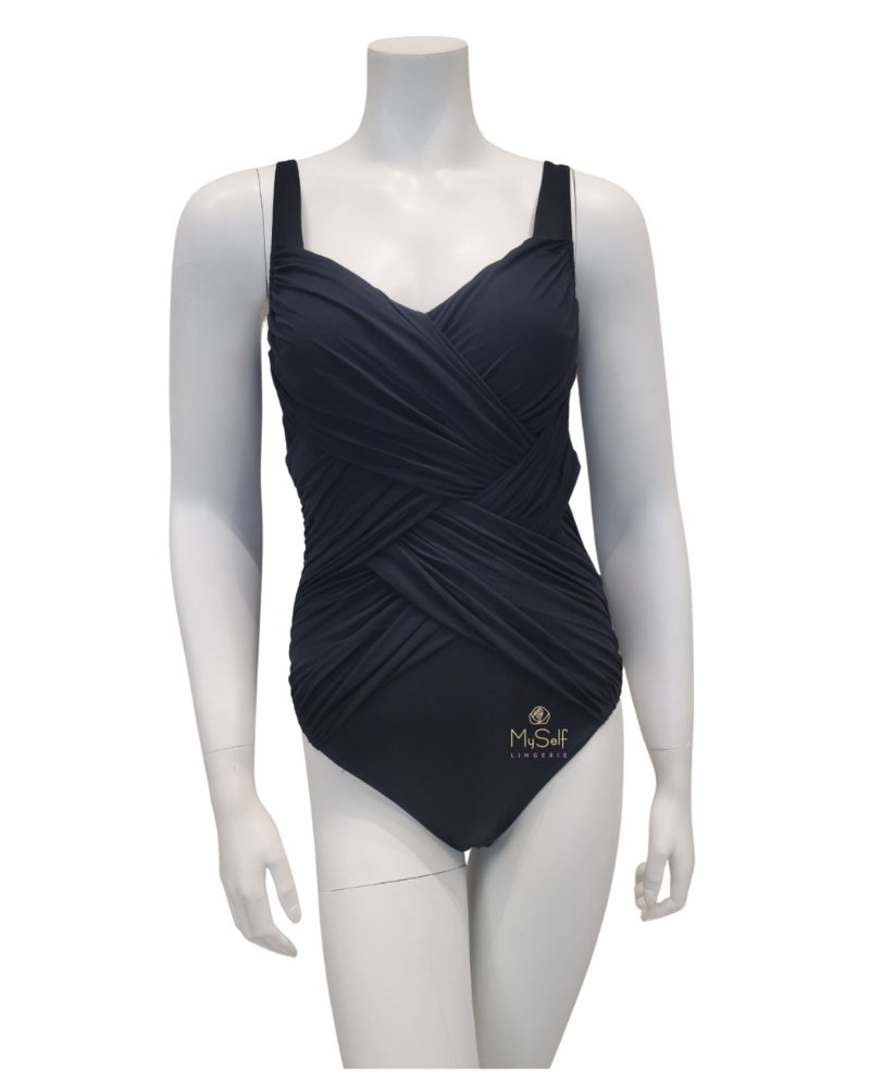 LL174 Black Lattice Square Neck Swimsuit