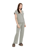 UGG Grey Heather Aimee Short Sleeves Button Down Pajama Set