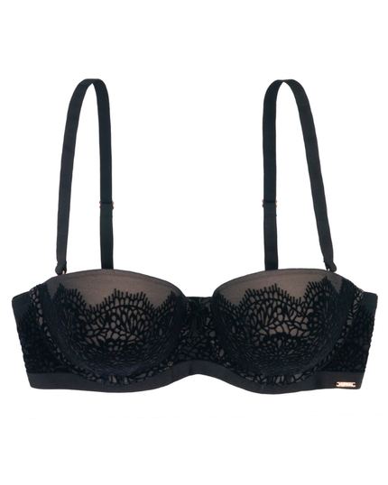 Dorina D000095 Black Velvet Balcony Molded Underwire Bra myselflingerie.com
